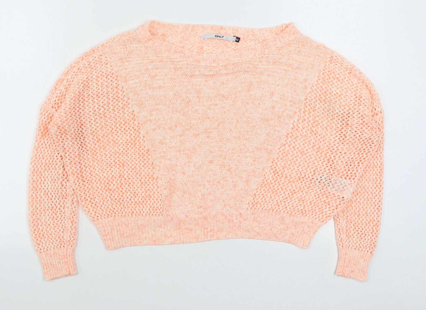 Only Womens Pink Boat Neck  Acrylic Pullover Jumper Size M