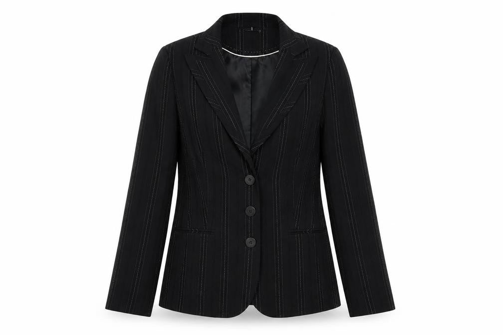 New Look Womens Black Striped  Jacket Blazer Size 12  Button