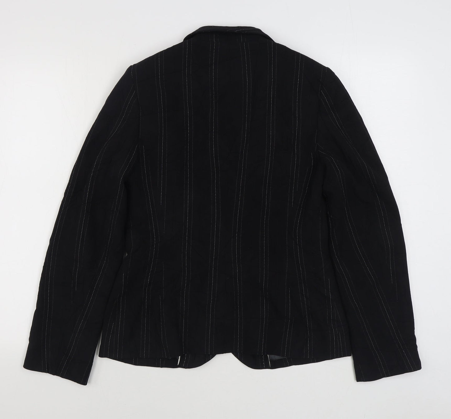 New Look Womens Black Striped  Jacket Blazer Size 12  Button