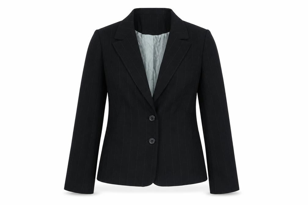 George Womens Black Striped  Jacket Blazer Size 10  Button