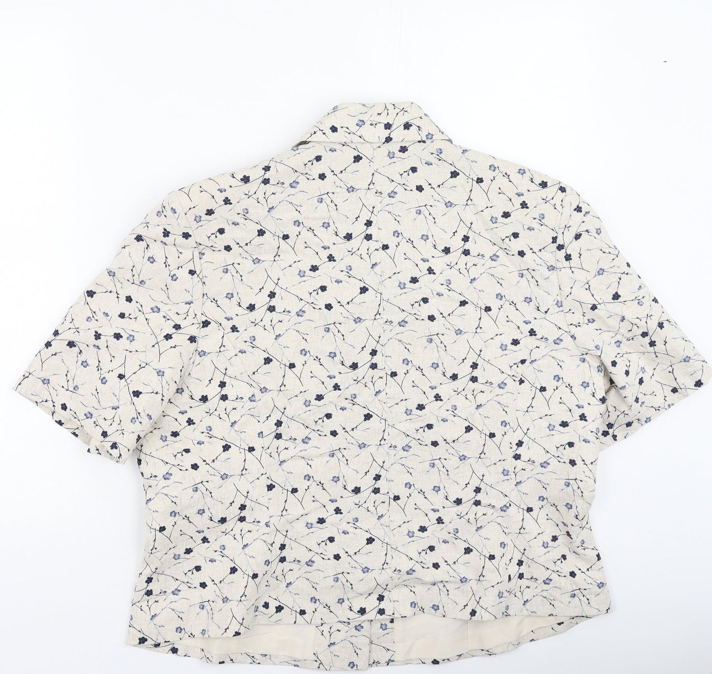 Nightingales Womens Beige V-Neck Floral Viscose Cardigan Jumper Size 16