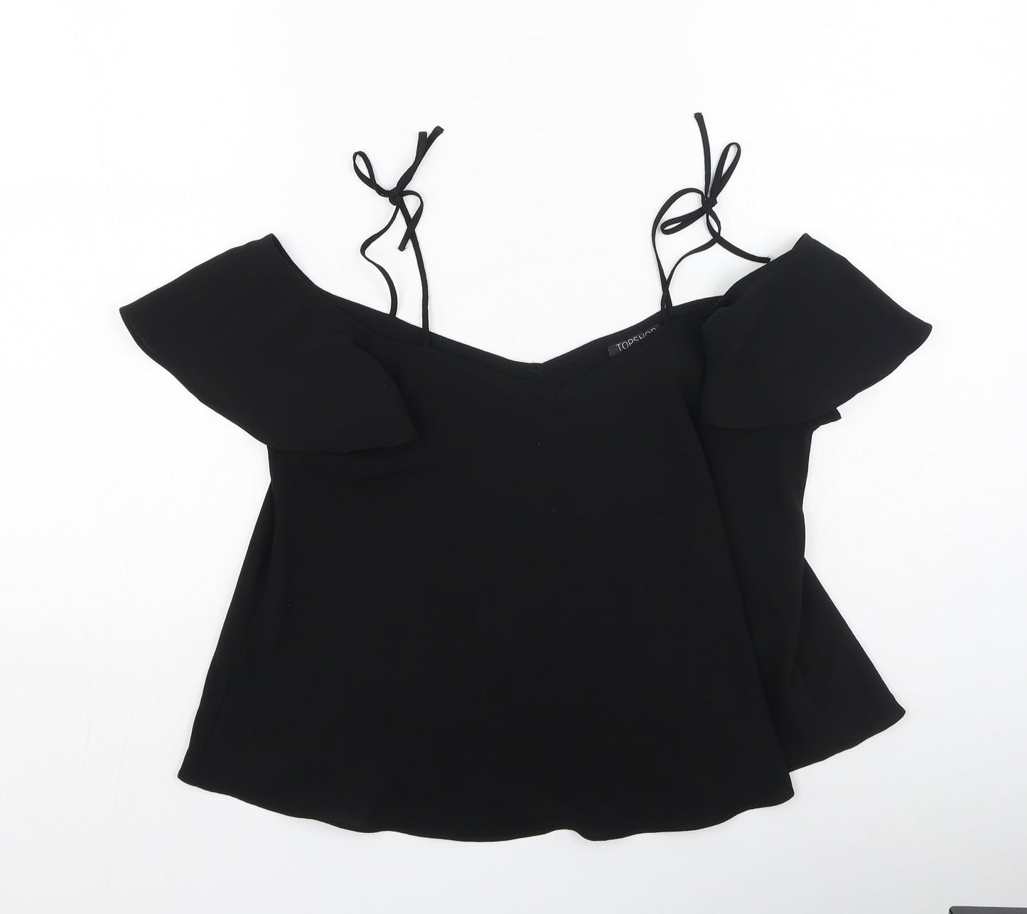 Topshop Womens Black  Polyester Basic Blouse Size 8 Square Neck