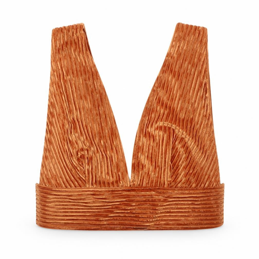 SBetro Womens Orange  Polyester Cropped Tank Size S V-Neck
