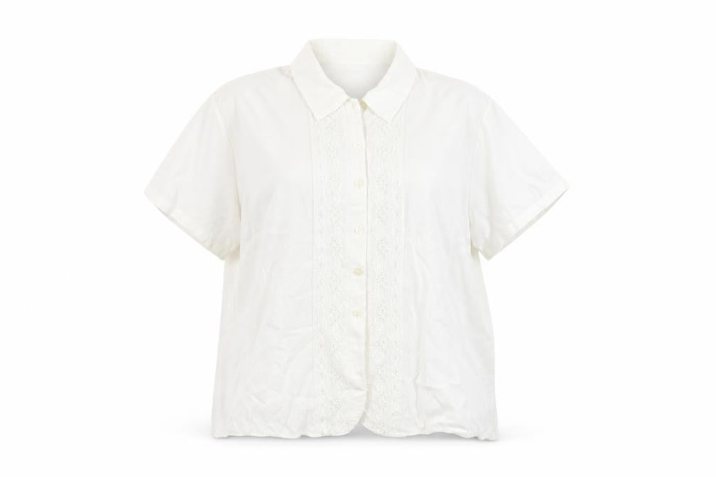 Marks & Spencer Womens Ivory  Polyester Basic Button-Up Size 20 V-Neck