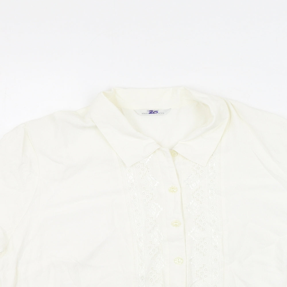 Marks and Spencer Womens Ivory  Polyester Basic Button-Up Size 20 V-Neck