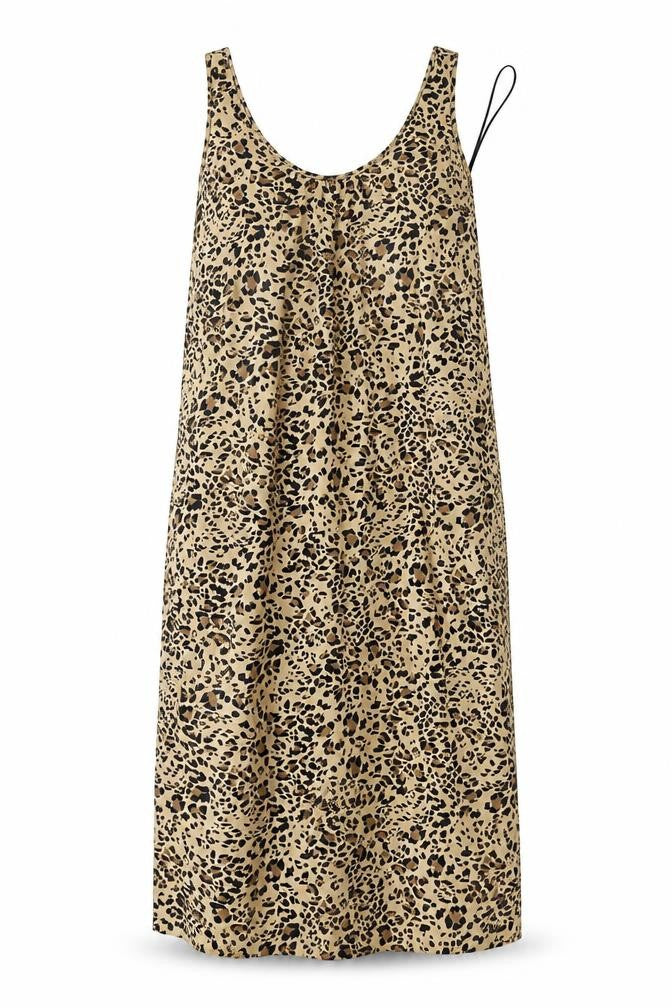 Marks & Spencer Womens Brown Animal Print Viscose Tank Dress  Size 8  Round Neck