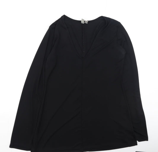 ASOS Womens Black  Polyester Basic Blouse Size 12 V-Neck