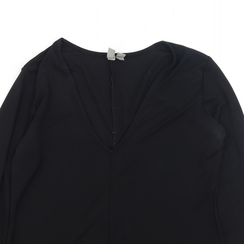ASOS Womens Black  Polyester Basic Blouse Size 12 V-Neck