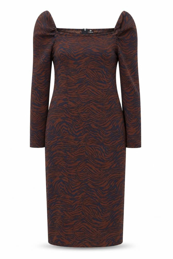 SheIn Womens Brown Animal Print Polyester Bodycon  Size M  Square Neck