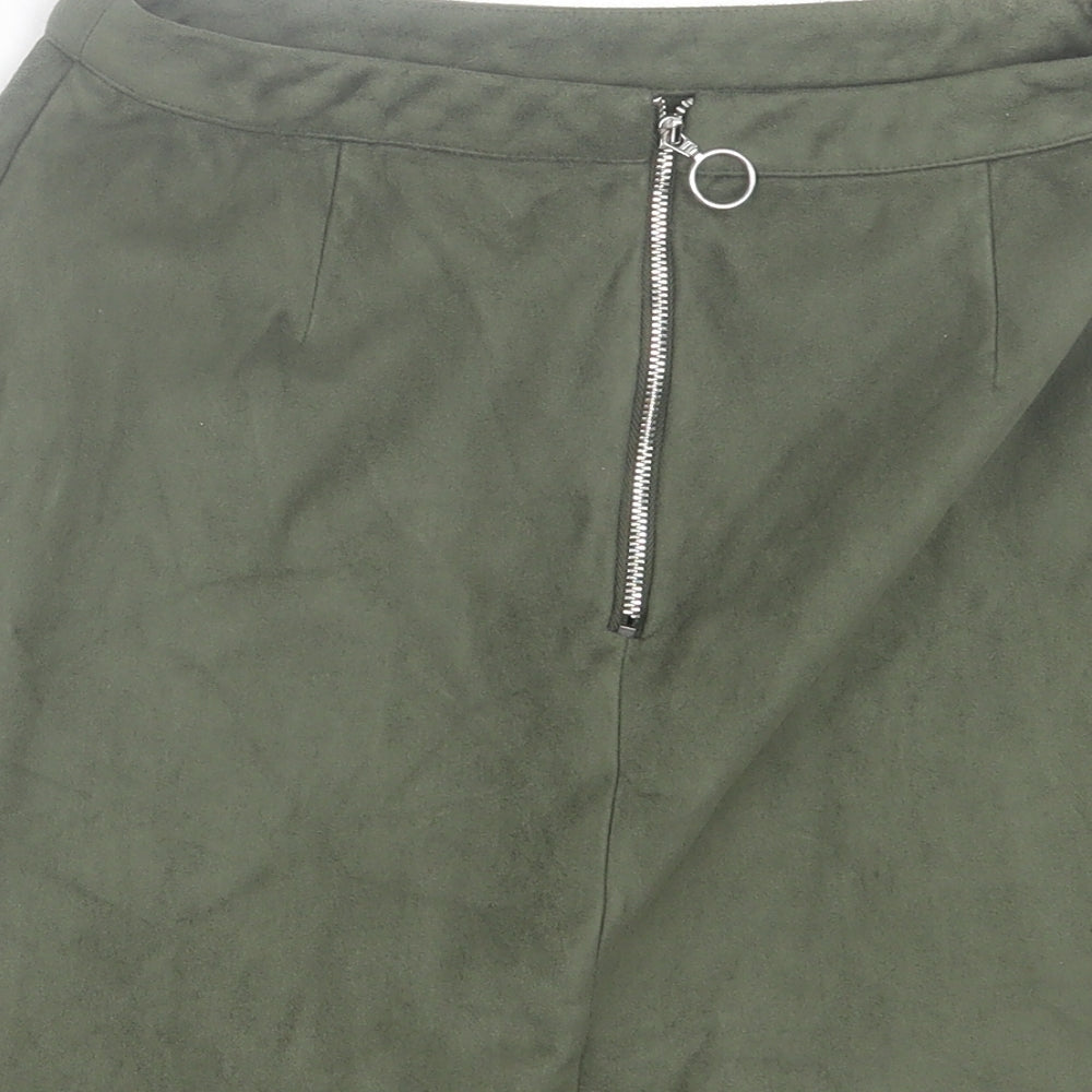 Primark Womens Green  Polyester A-Line Skirt Size 10   Zip