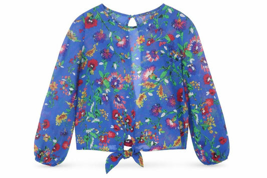 Atmosphere Womens Blue Floral Polyester Basic Blouse Size 10 Crew Neck