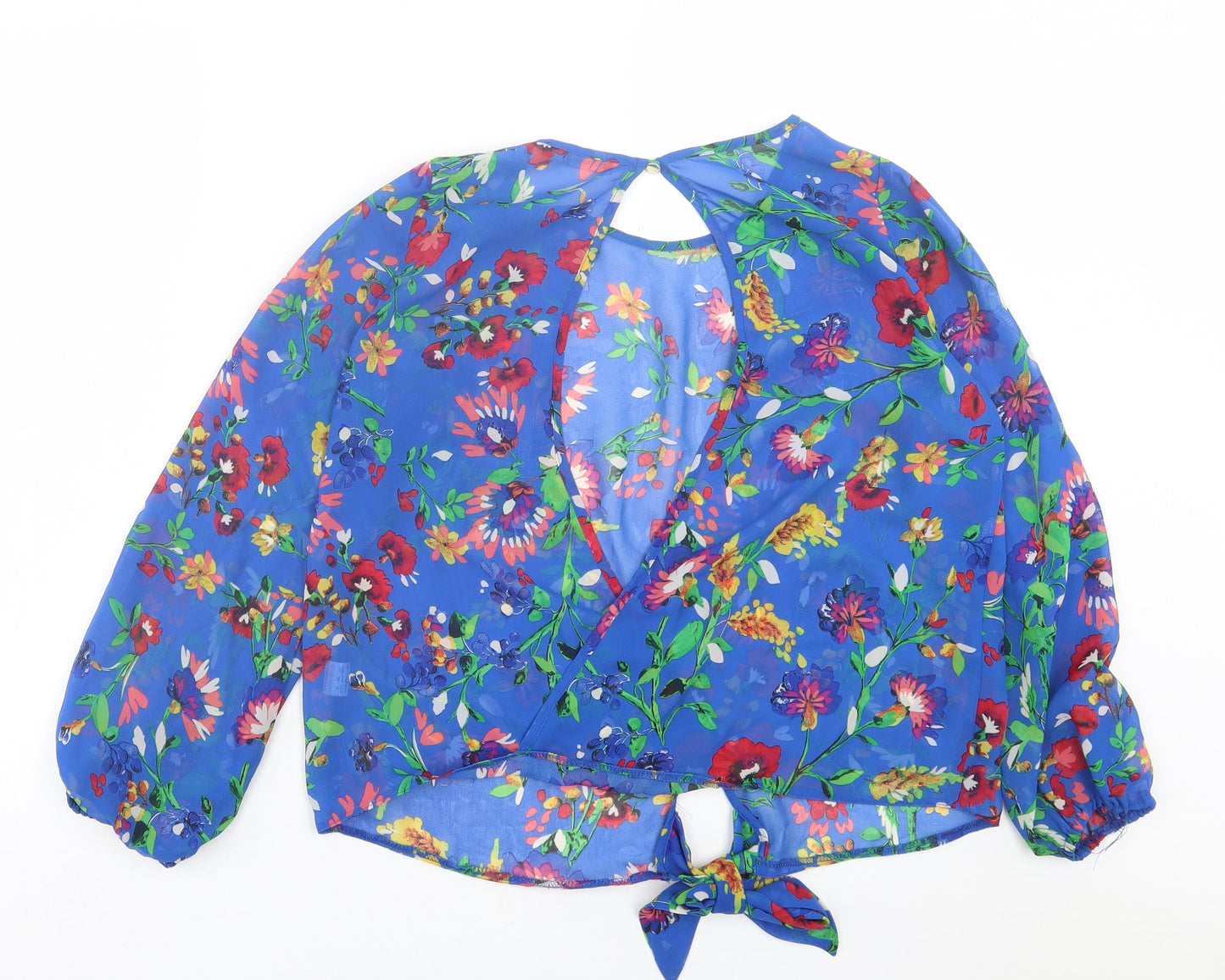 Atmosphere Womens Blue Floral Polyester Basic Blouse Size 10 Crew Neck