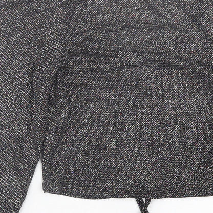 New Look Womens Silver  Nylon Cropped Blouse Size 6 V-Neck