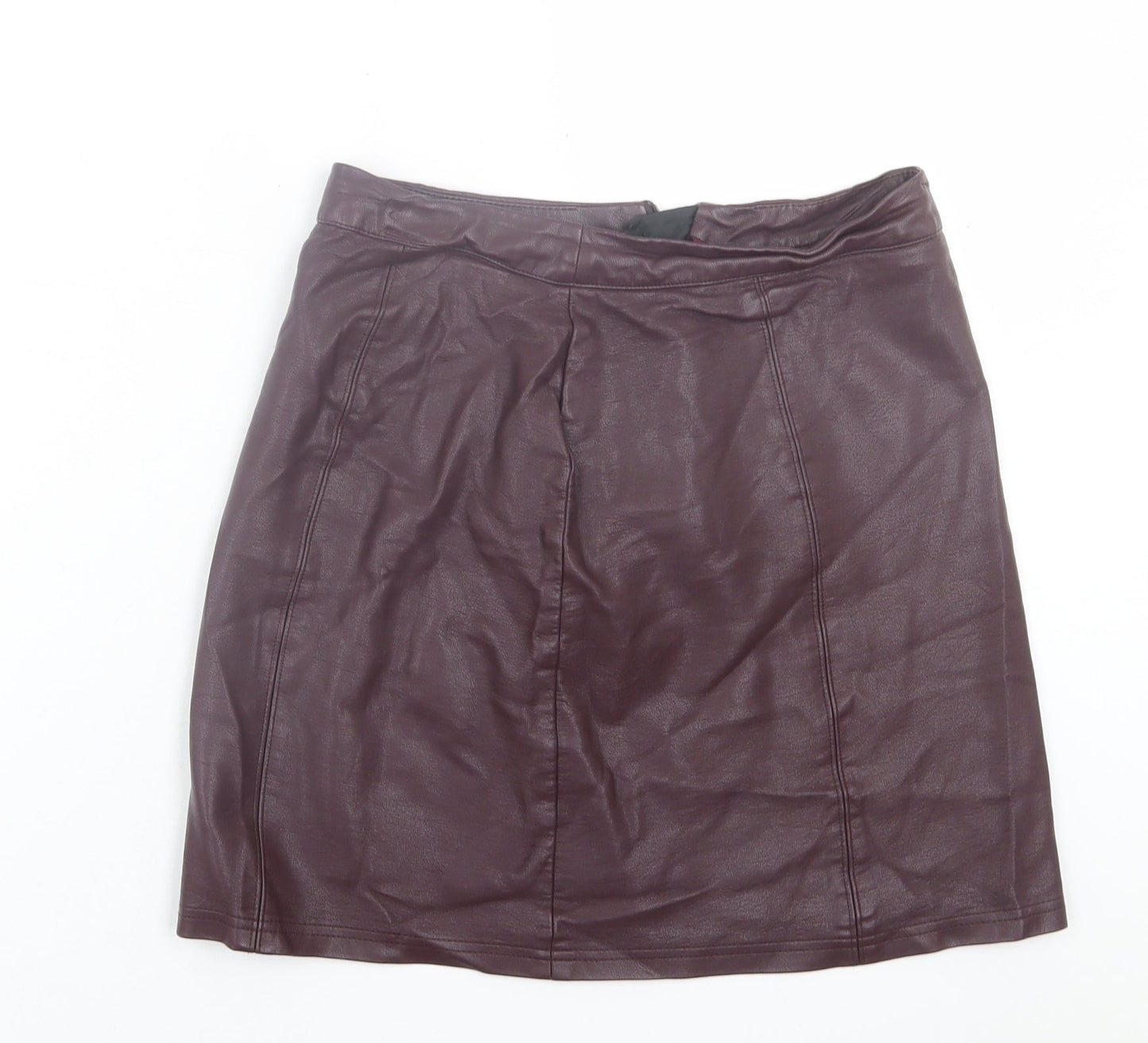Preworn Womens Purple  Polyurethane A-Line Skirt Size 6   Zip