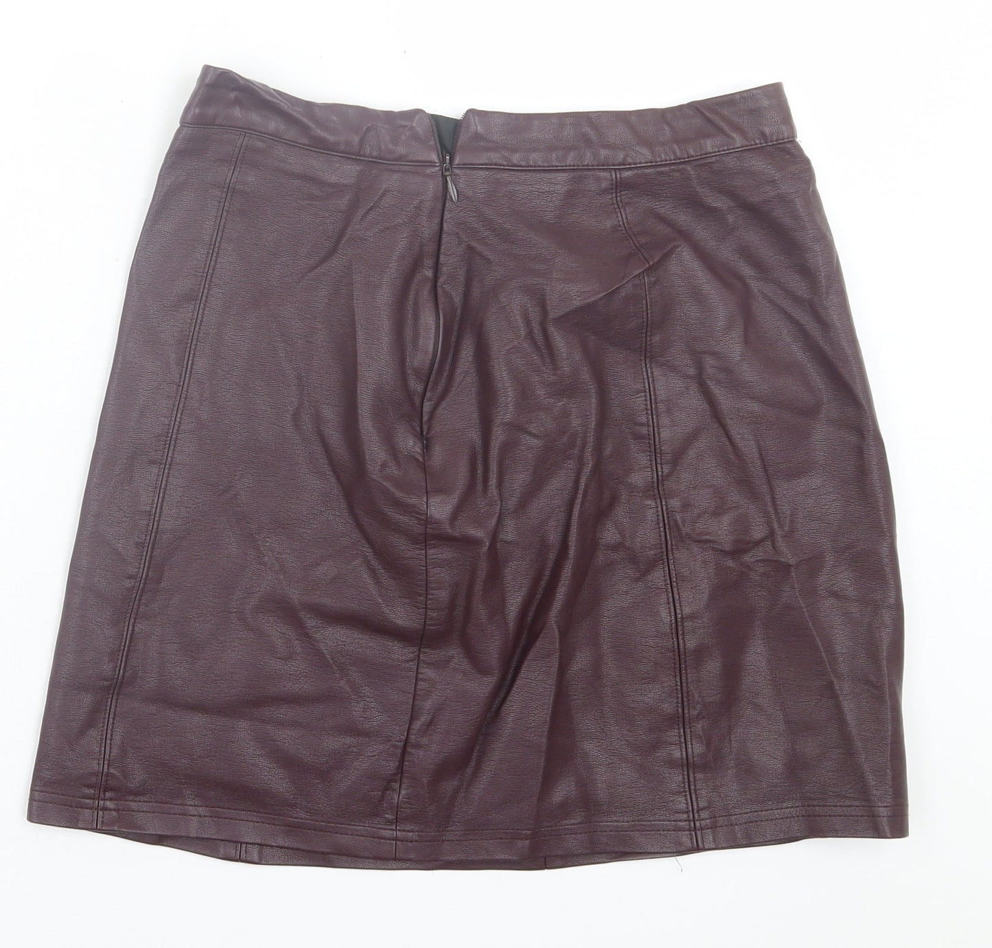 Preworn Womens Purple  Polyurethane A-Line Skirt Size 6   Zip