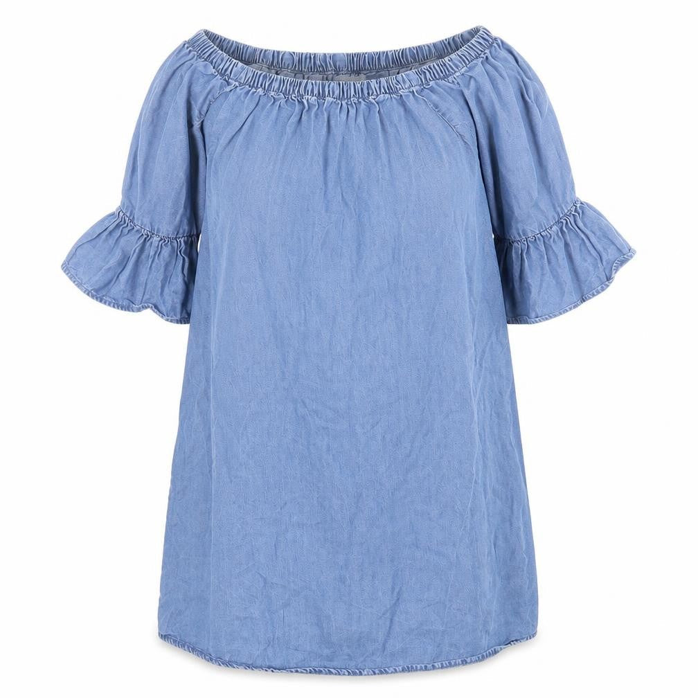 New Look Womens Blue  Lyocell A-Line  Size 6  Off the Shoulder Pullover