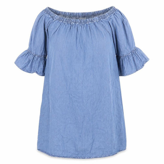 New Look Womens Blue  Lyocell A-Line  Size 6  Off the Shoulder Pullover