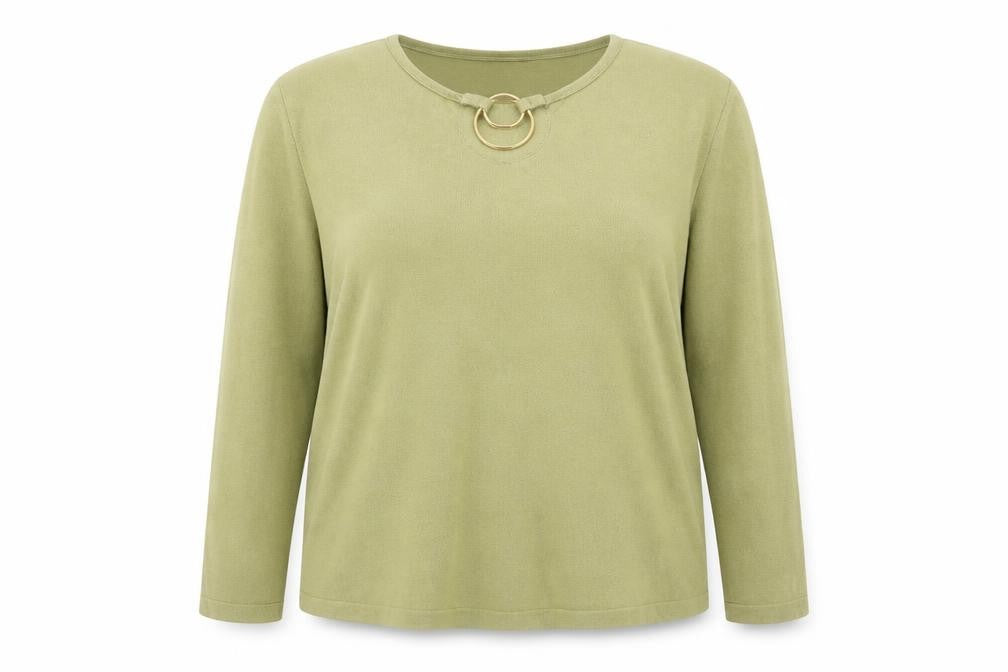 Paco Boutique  Womens Green V-Neck  Cotton Pullover Jumper Size 16