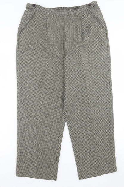 Bonmarché Womens Black Plaid Polyester Trousers Size 16 L24 in Regular Button
