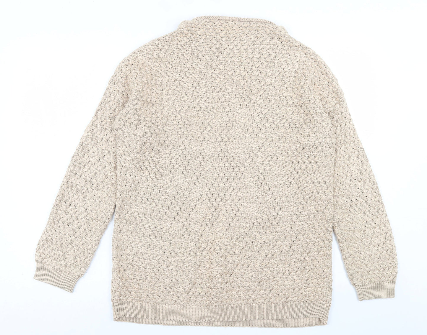 Dunnes Stores Womens Beige High Neck  Acrylic Pullover Jumper Size M