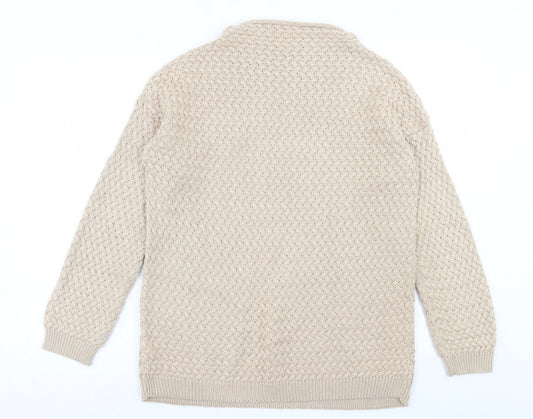 Dunnes Stores Womens Beige High Neck  Acrylic Pullover Jumper Size M