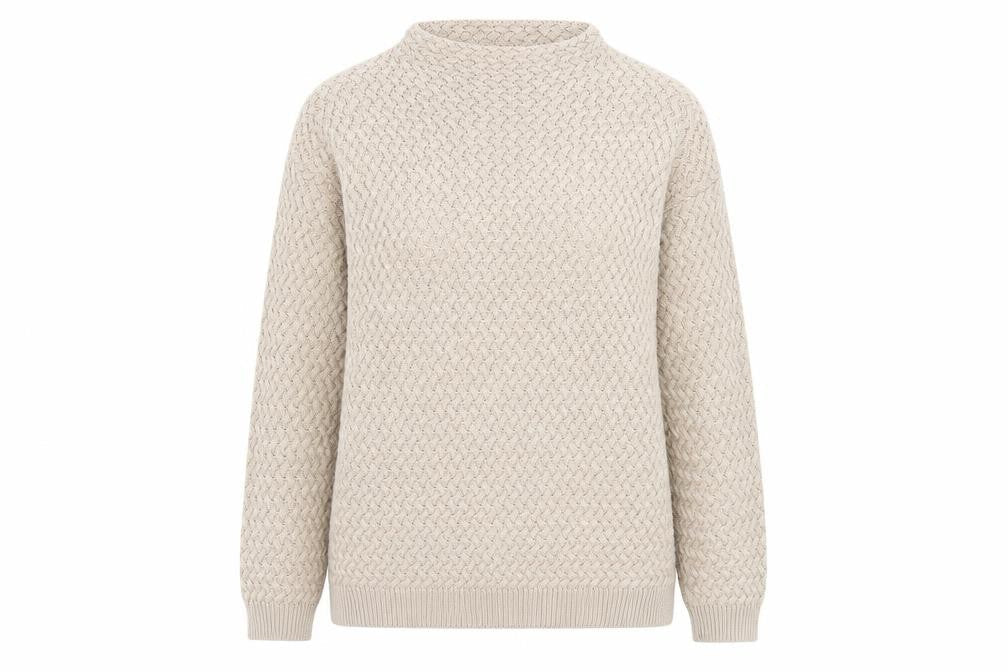 Dunnes Stores Womens Beige High Neck  Acrylic Pullover Jumper Size M