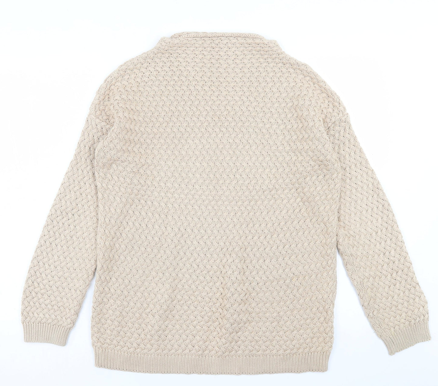 Dunnes Stores Womens Beige High Neck  Acrylic Pullover Jumper Size M