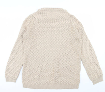 Dunnes Womens Beige High Neck  Acrylic Pullover Jumper Size M