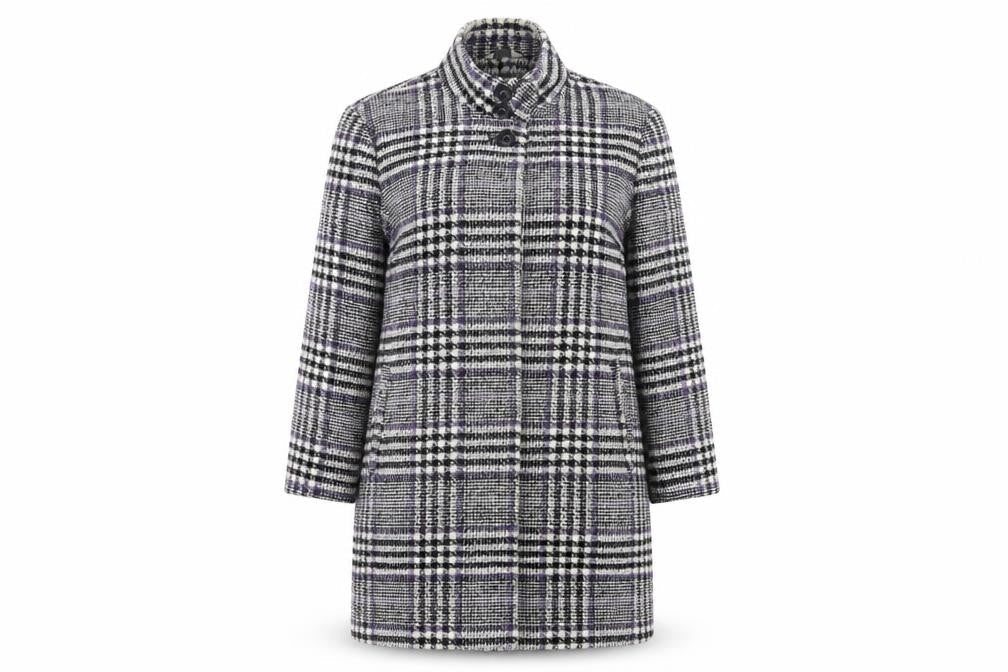 Classics Womens Purple Plaid  Overcoat Coat Size 12  Button