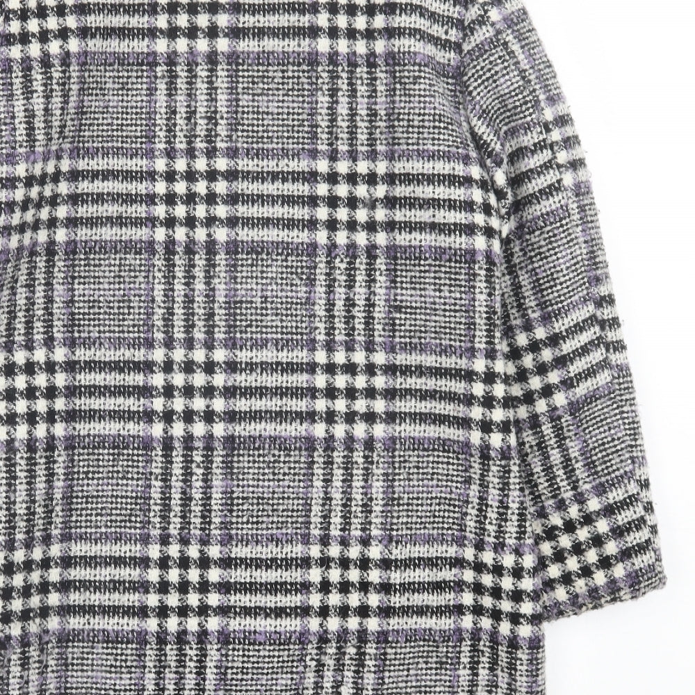 Classics Womens Purple Plaid  Overcoat Coat Size 12  Button
