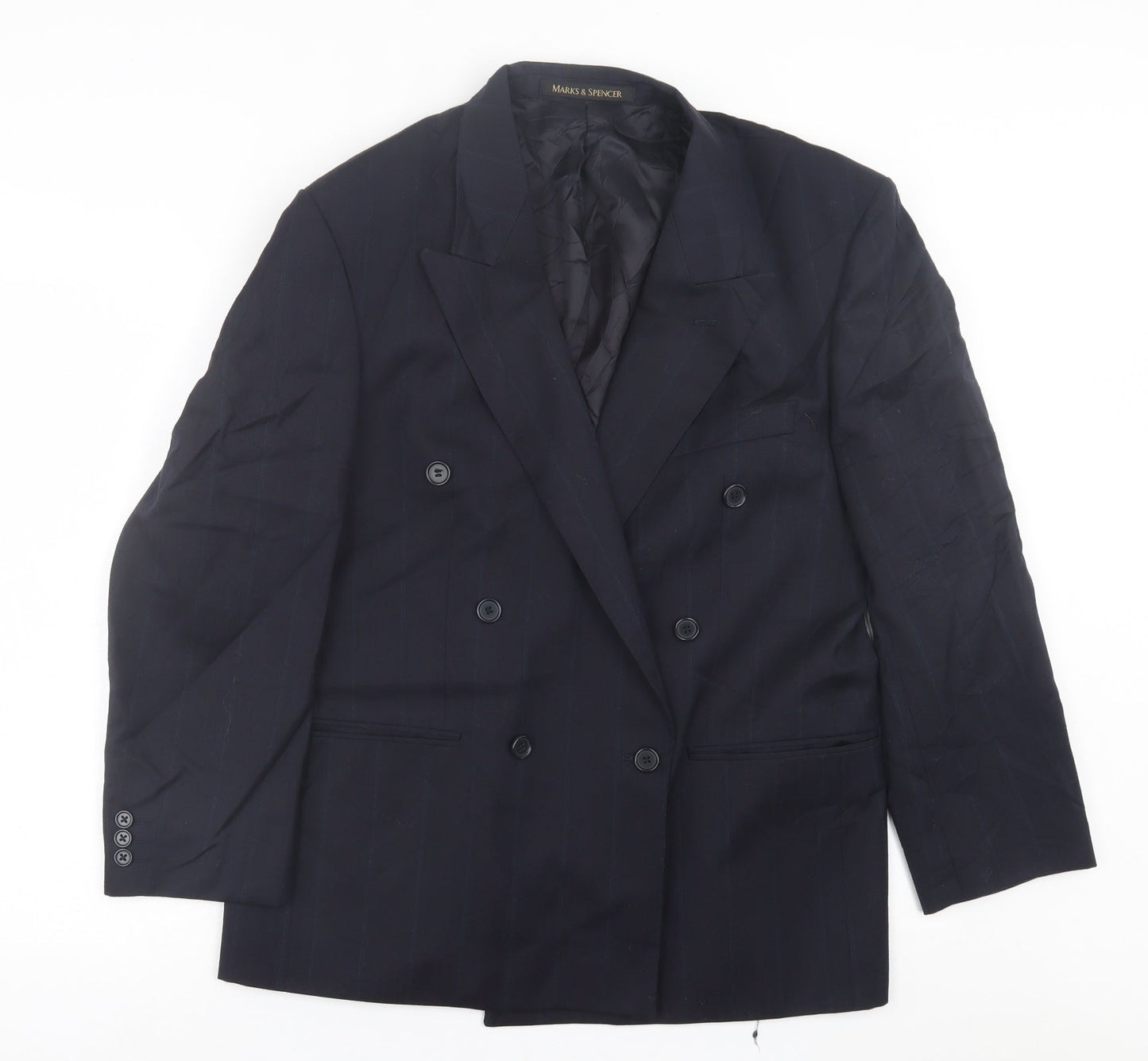 Marks and Spencer Mens Blue  Wool Jacket Suit Jacket Size 40
