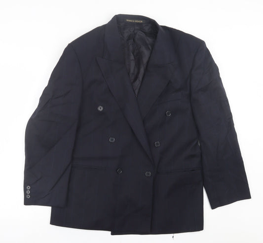 Marks and Spencer Mens Blue  Wool Jacket Suit Jacket Size 40