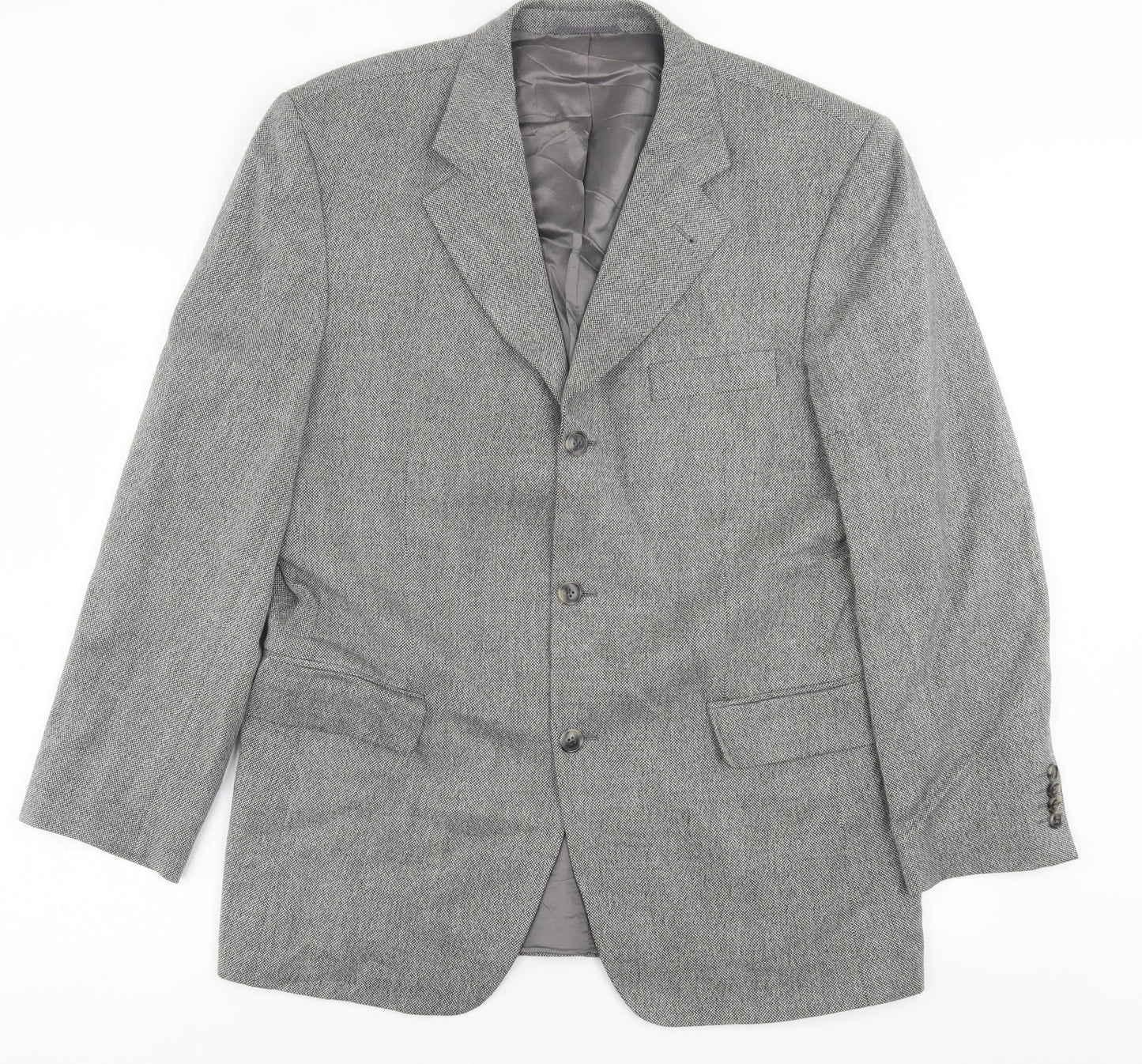 ROY ROBSON Mens Grey Plaid Wool Jacket Suit Jacket Size 42