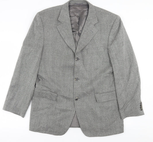 ROY ROBSON Mens Grey Plaid Wool Jacket Suit Jacket Size 42