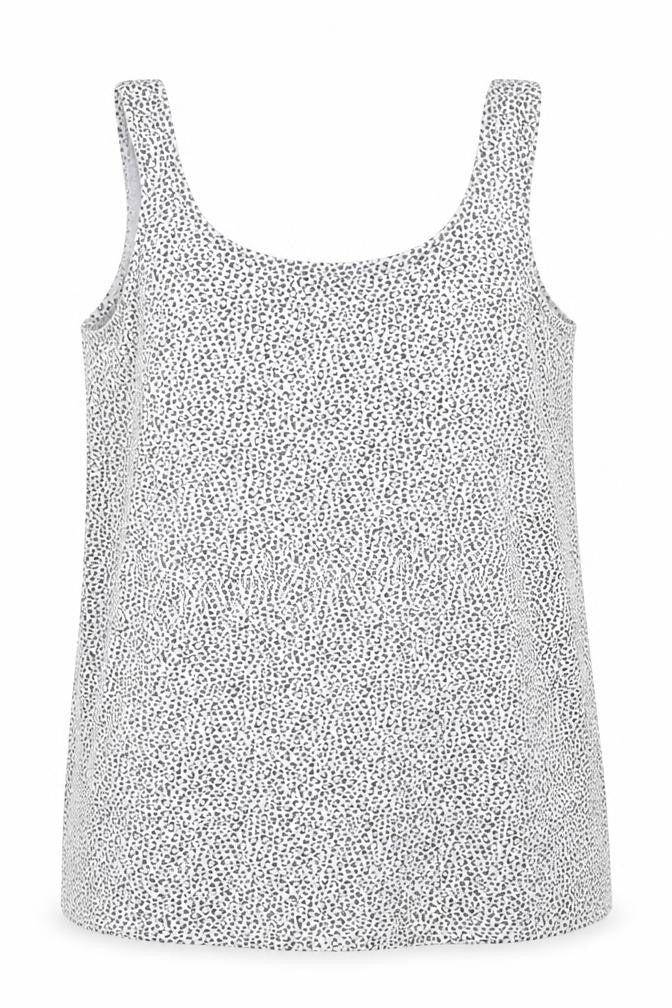 Marks & Spencer Womens White Animal Print Cotton Basic Tank Size 10 Scoop Neck