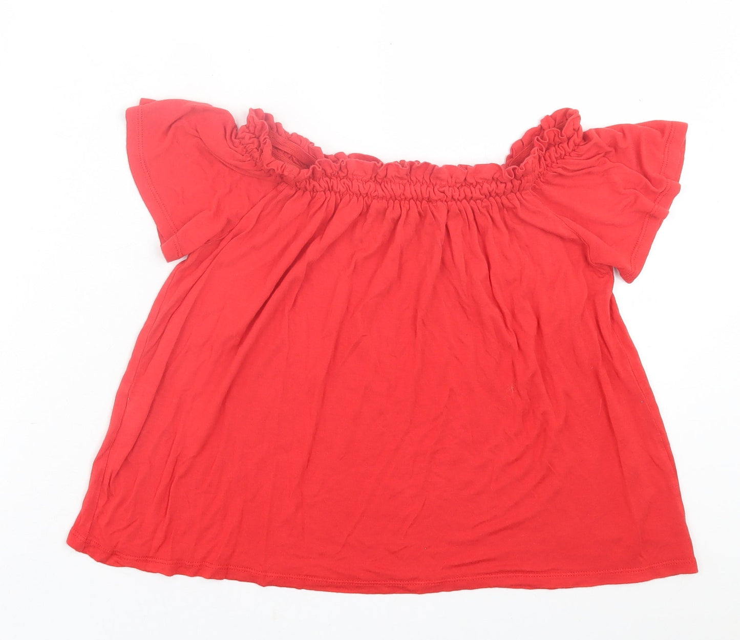 Primark Womens Red  Viscose Basic T-Shirt Size 10 Boat Neck
