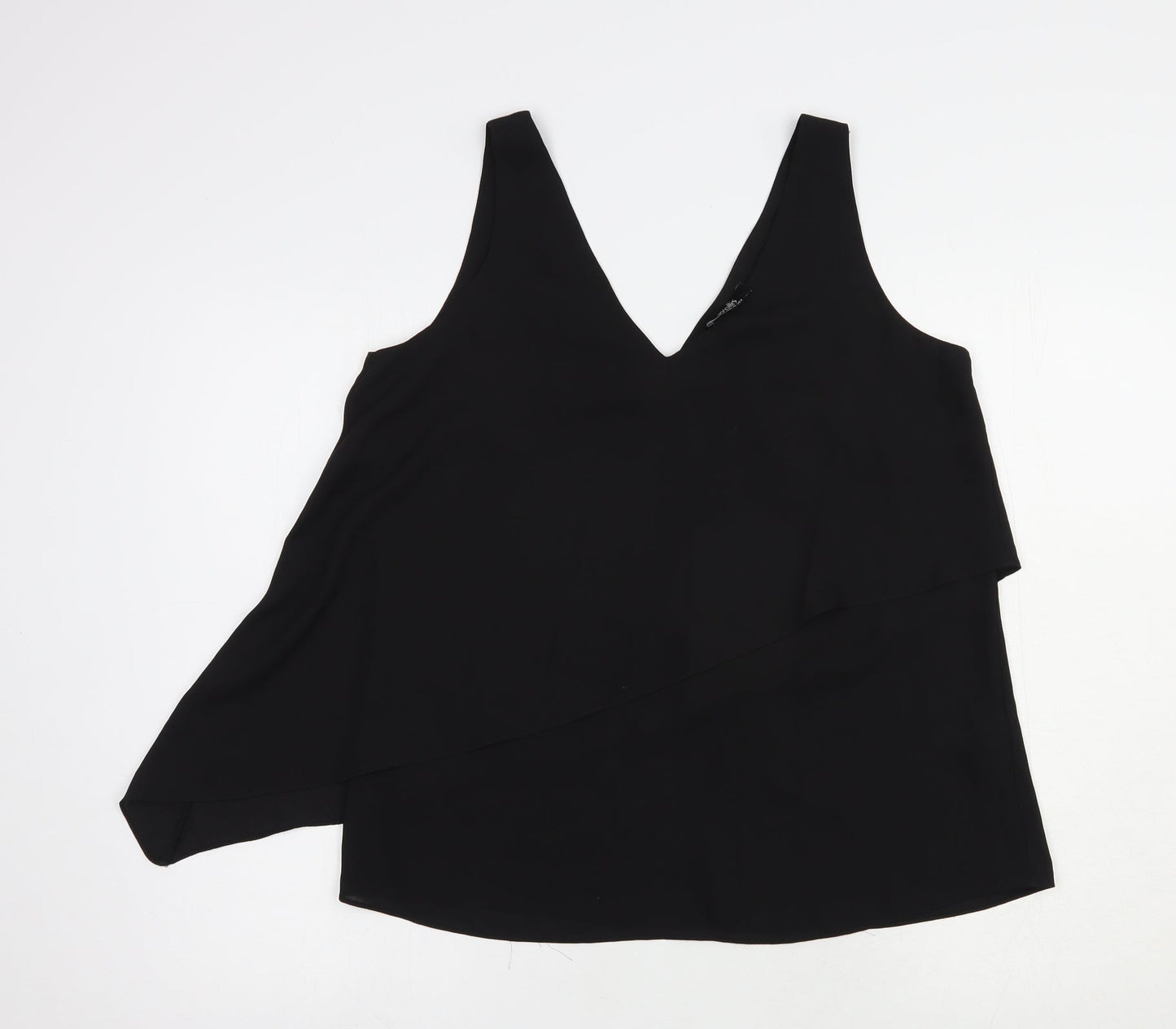 Wallis Womens Black  Polyester Basic Blouse Size 10 V-Neck