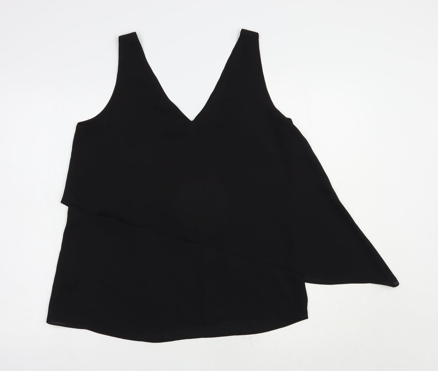 Wallis Womens Black  Polyester Basic Blouse Size 10 V-Neck