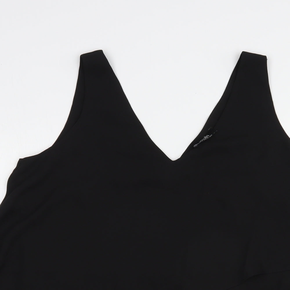 Wallis Womens Black  Polyester Basic Blouse Size 10 V-Neck