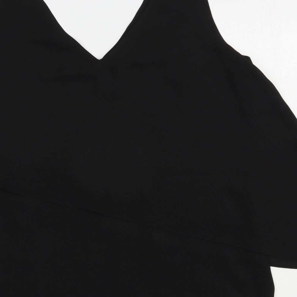 Wallis Womens Black  Polyester Basic Blouse Size 10 V-Neck