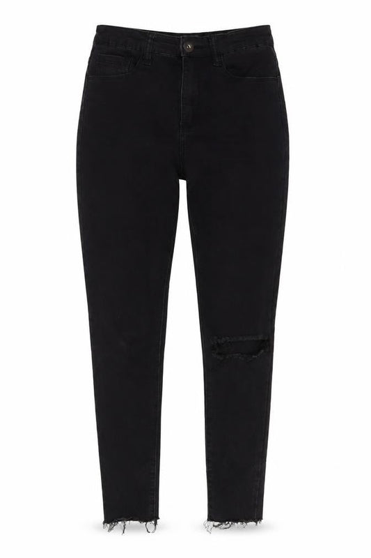 Monokrom Womens Black  Cotton Skinny Jeans Size 6 L25 in Regular Button