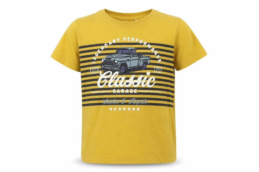 NAME IT Boys Yellow  Cotton Pullover T-Shirt Size 2-3 Years Crew Neck Pullover - Car
