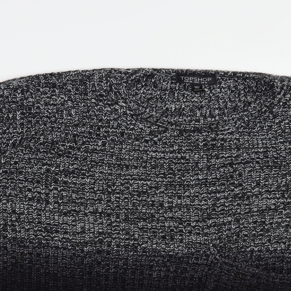Topshop Womens Black Crew Neck  Acrylic Pullover Jumper Size 10