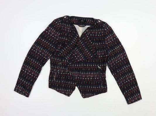 H&M Womens Black Geometric  Jacket Blazer Size 10