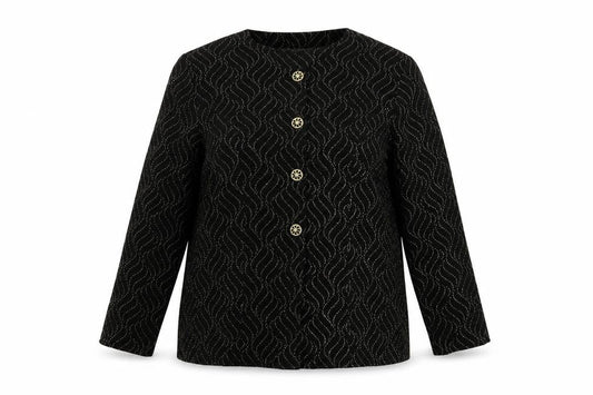 Bonmarché Womens Black Geometric Jacket Blazer Size 16 Button