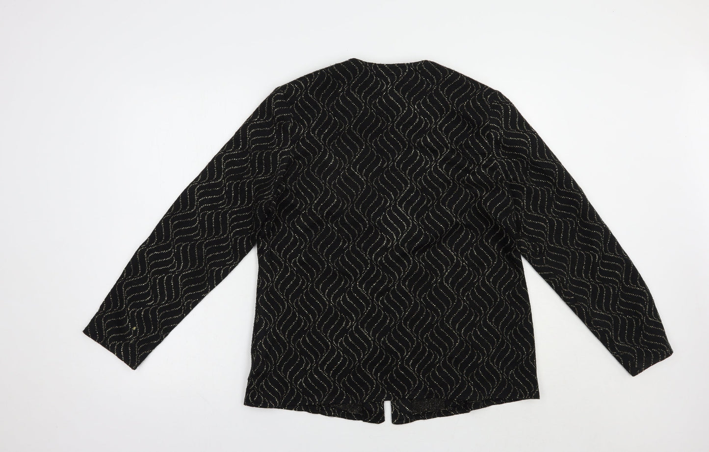Bonmarché Womens Black Geometric  Jacket Blazer Size 16  Button