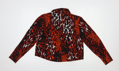 Preloved Primark Womens Red Animal Print Polyester Basic Button-Up Size 10 Collared - Back
