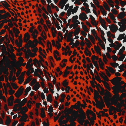 Preloved Primark Womens Red Animal Print Polyester Basic Button-Up Size 10 Collared - Label