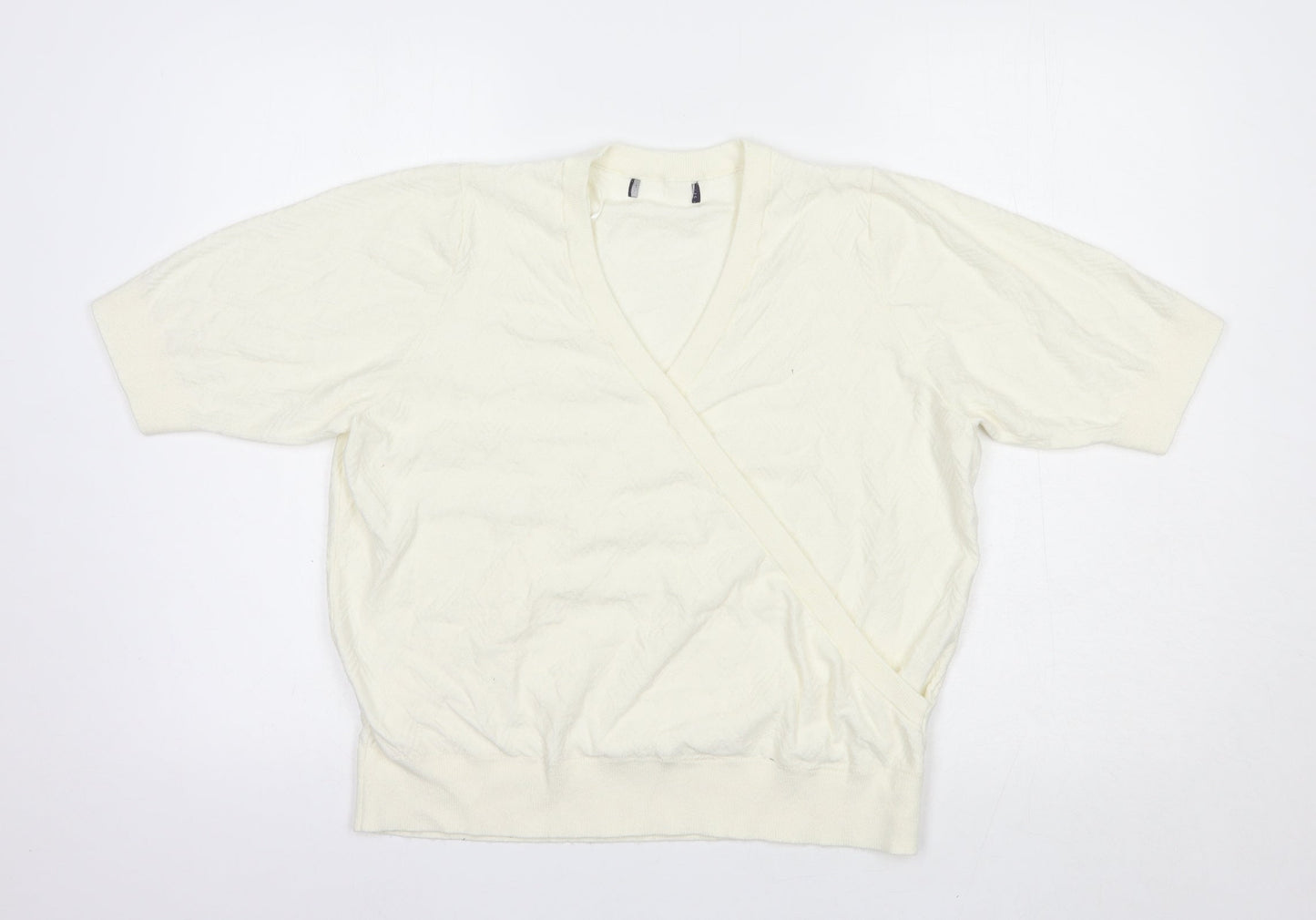Marks and Spencer Womens Ivory V-Neck  Viscose Pullover Jumper Size L