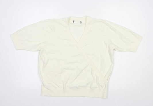 Marks and Spencer Womens Ivory V-Neck  Viscose Pullover Jumper Size L